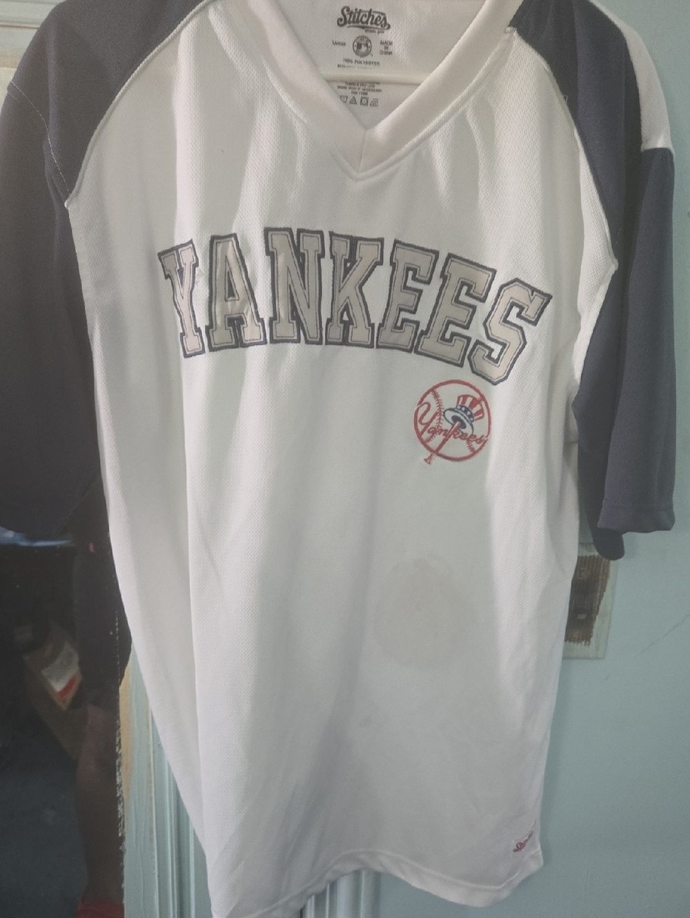 Stitches White Athletic Mesh Jersey with Gray Logo